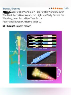 14 Fiber Optic Wands - Pink, Green, Blue, Yellow
